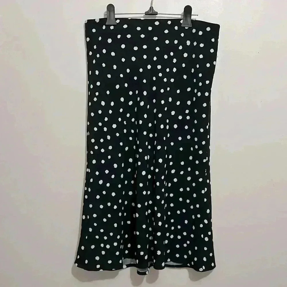 ❤️BNWT Carolina Belle Montreal polka dot midi Skirt size  8 in Black